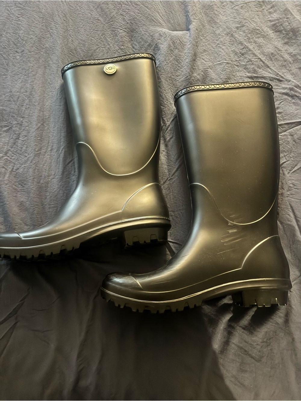 UGG Matte Black Knee-High Rain Boots - Picture 2 of 3
